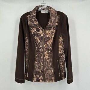 Chicos Zenergy Womens Jacket Size 1 US M Floral Lace Lightweight Casual‎